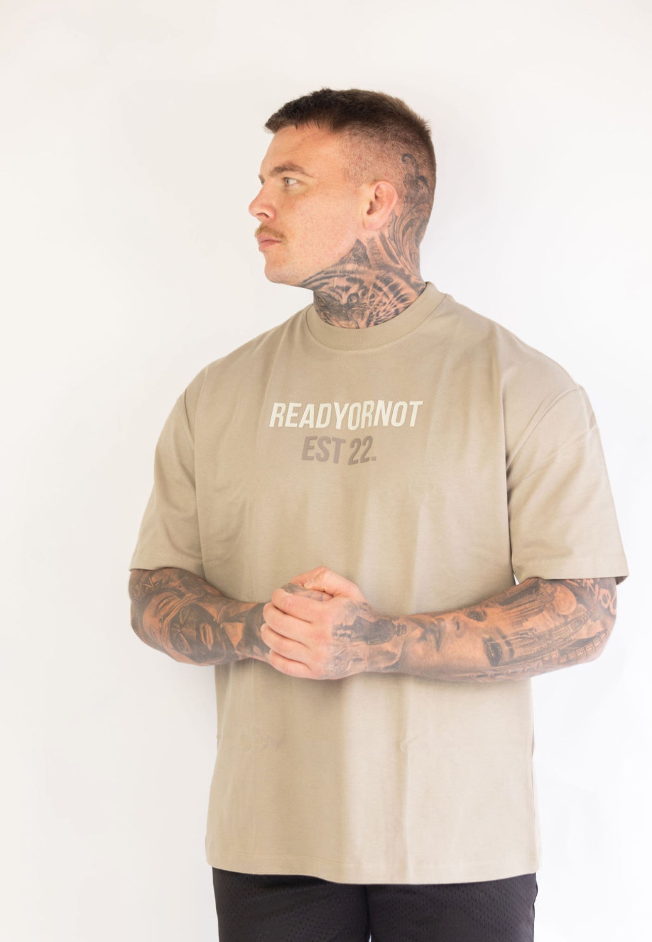 THE ESSENTIAL OVERSIZED TEE - LIGHT BROWN - Ready Or Not Activewear